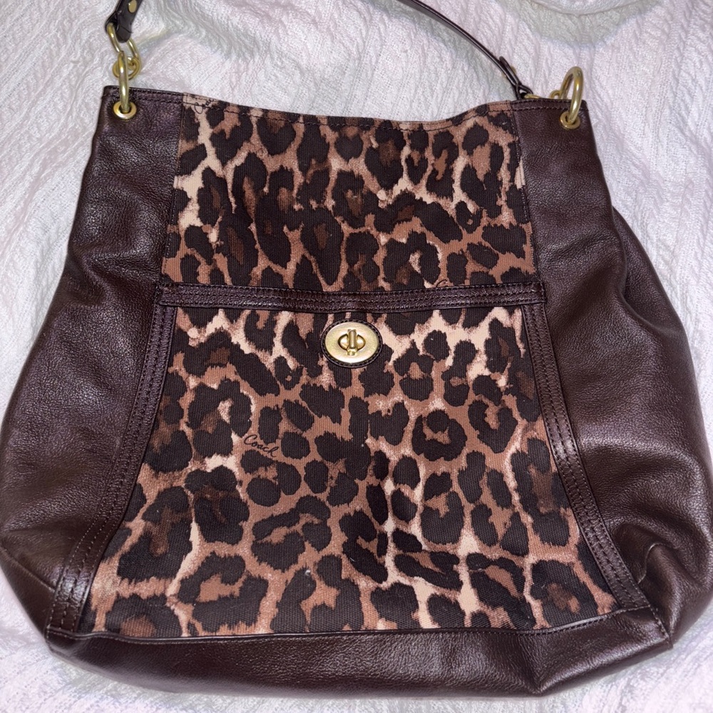 Coach Park Ocelot Leopard Chain Link Tote – Pristine Condition – Style 24896